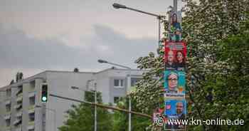In Sachsen-Anhalt hängen die Parteien ihre Plakate weit nach oben, um sie vor Vandalismus zu schützen