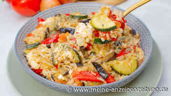 Dank der mediterranen Gemüse-Reis-Feta-Pfanne gelingt vegetarische Feierabendküche leicht