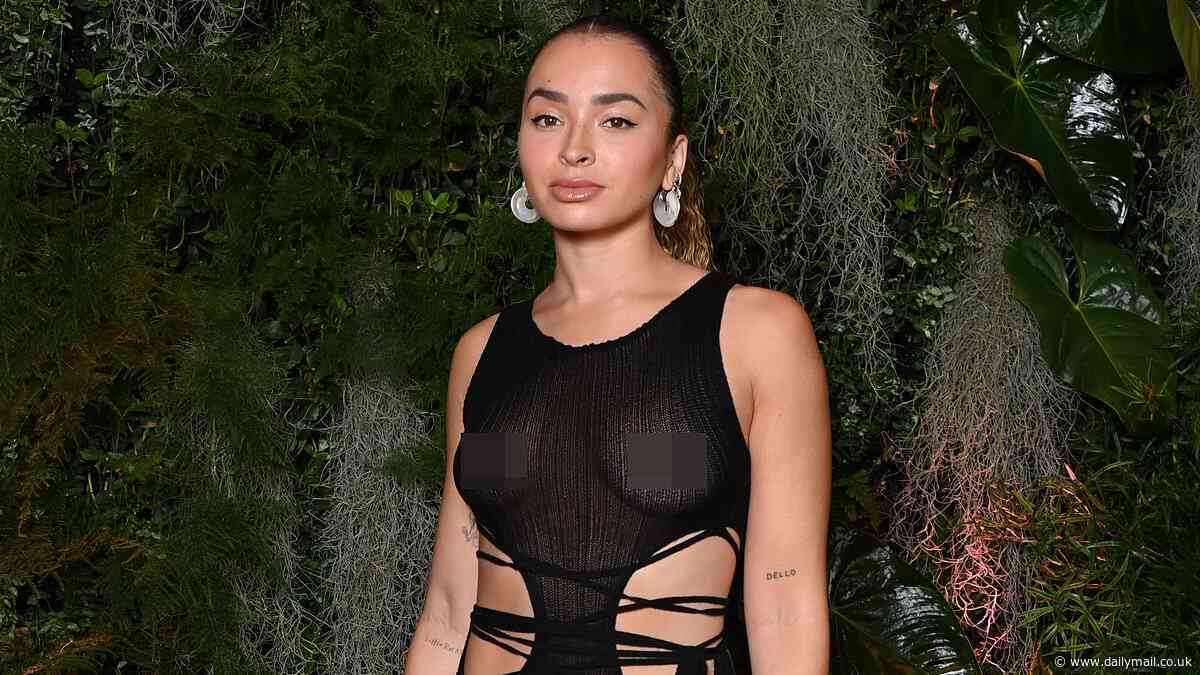 Braless Ella Eyre sets pulses racing in a very daring cut-out semi-sheer dress as she attends the star-studded Vogue x Netflix BAFTA party