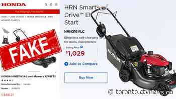Fake website selling Honda lawn mowers for 90% off