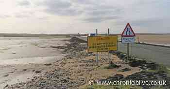 German tourists stranded on Holy Island Causeway before being rescued by Seahouses RNLI