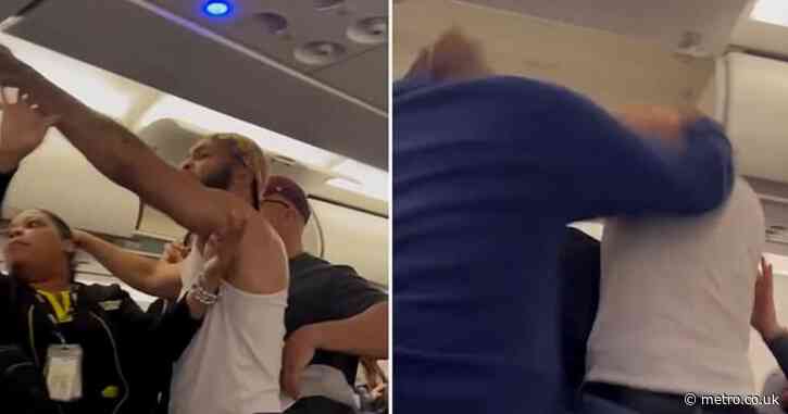Two men start fighting on plane after two-hour shouting match during flight