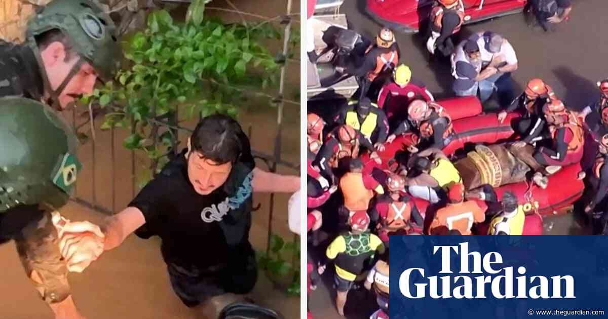 'It was like a movie': rescue operations under way as deadly floods hit Brazil – video