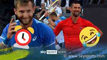Djokovic can't believe it as Moutet alarm goes off mid-game!
