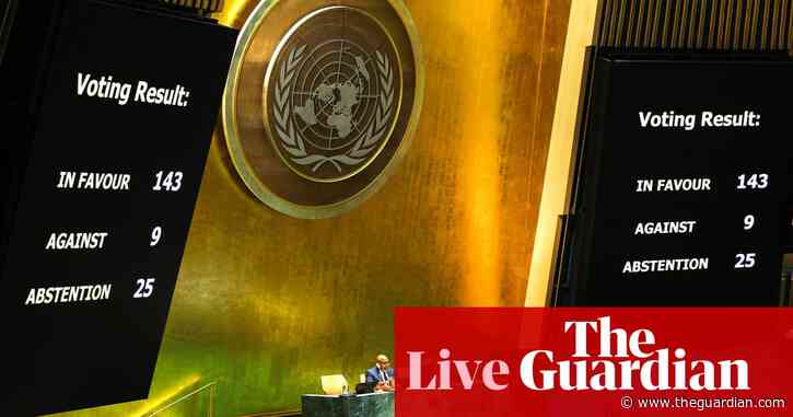 Israel-Gaza war: UN passed resolution for security council to reconsider and support Palestine membership – as it happened