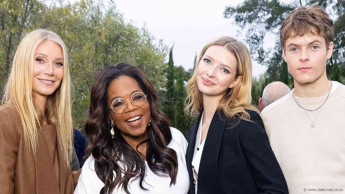 Gwyneth Paltrow, 51, daughter Apple, 19, and son Moses, 18, all tower over Oprah at her Montecito mega mansion: 'Quality time with friends and family'