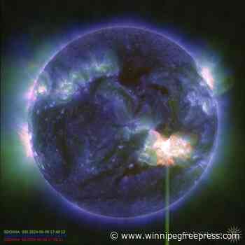 Major geomagnetic storm associated with solar flares hitting all of Canada