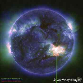 Major geomagnetic storm associated with solar flares hitting all of Canada