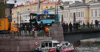 Video shows bus in Russia plunge off bridge in deadly crash