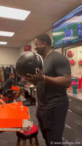 Ruke Orhorhoro has wholesome reaction to seeing his helmet for the first time 🥹 | #falcons #nfl