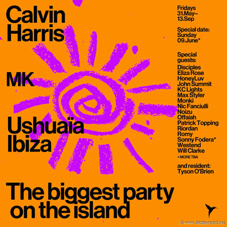 Calvin Harris at Ushuaïa Ibiza reveals 2024 line up: MK, Disciples, Eliza Rose, KC Lights, Honeyluv, Romy & many more!
