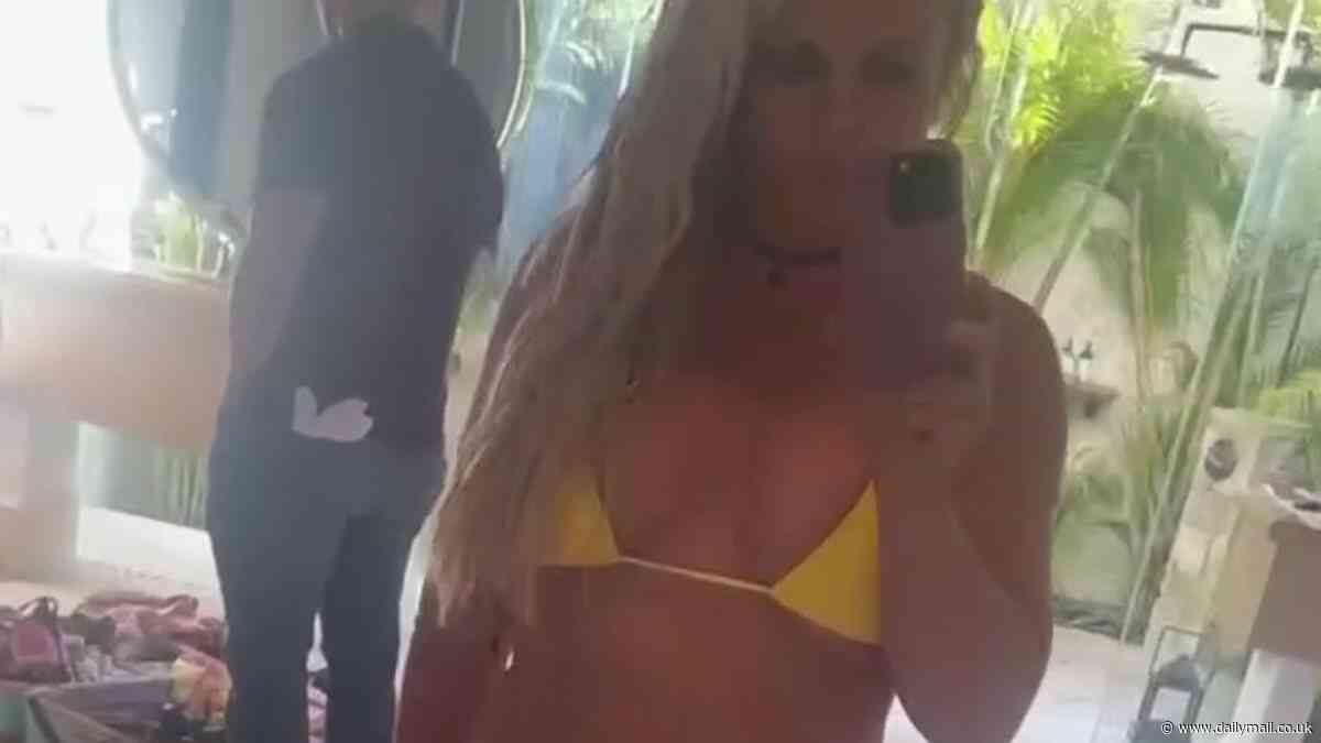 Britney Spears shares RACY social media post as she dances in bright bikini after sparking concern over 911 drama at Chateau Marmo