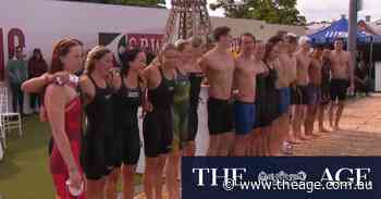 Australian Olympic swimmers simulate Paris swim
