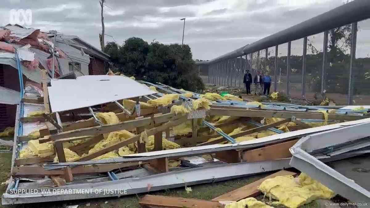 Bunbury, Western Australia tornado: Roof of Bunbury prison is torn off