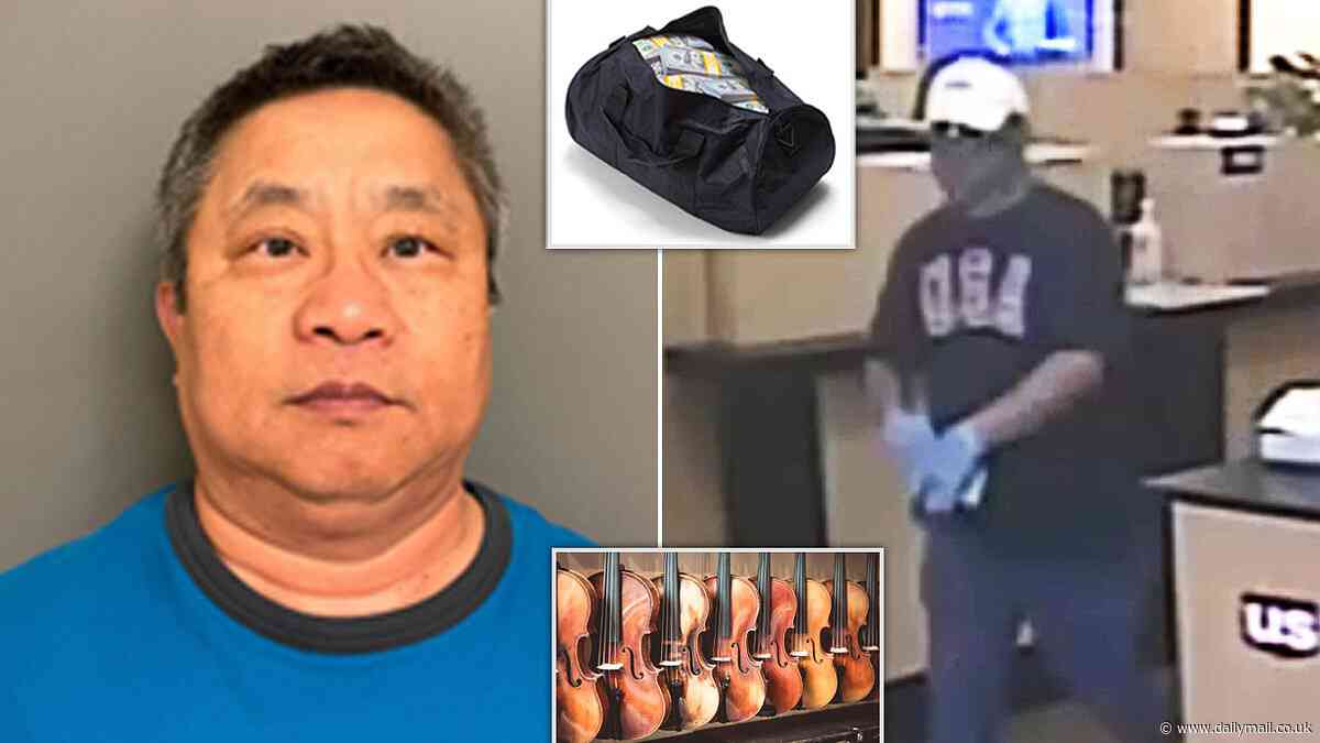 Wild tale of 'master thief' who was 'caught robbing bank after passing teller chilling note' - as cops closed in on string of violin thefts that cost California collectors more than $300K