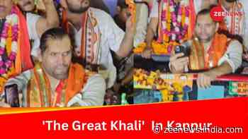 International Wrestler `The Great Khali` Campaigs With BJP Candidate Ramesh Awasthi In Kanpur