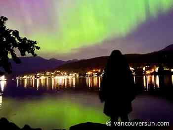 Northern Lights paint the sky in bright colours over Metro Vancouver