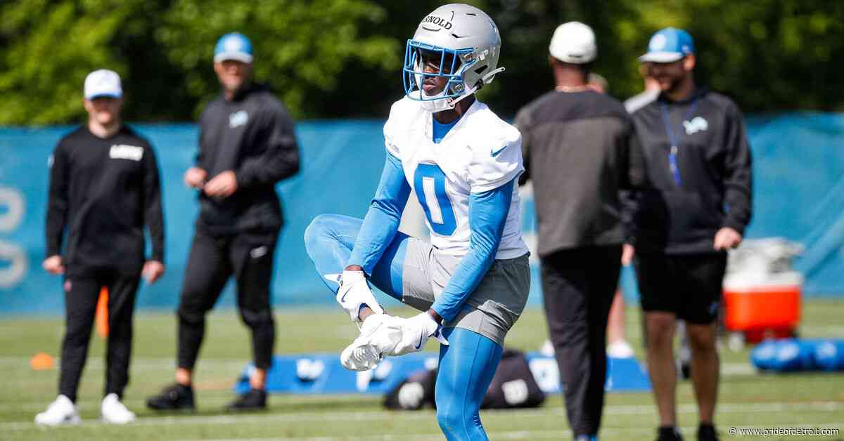VIDEO: Lions rookie Terrion Arnold picks up his first INT of practice