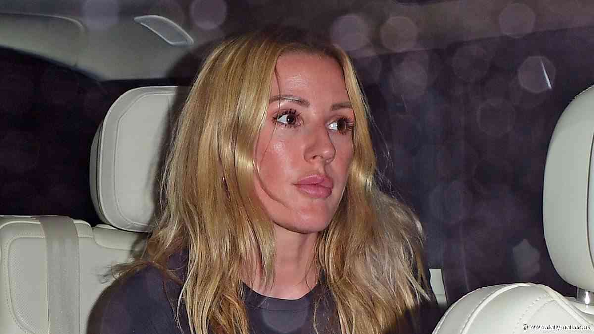 Ellie Goulding cuts a trendy figure in black top and matching leather trousers as she enjoys a night out