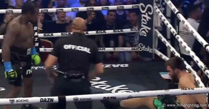 Watch rapper Mist annihilate Ryan Taylor for mercy stoppage knockout at Misfits Boxing 14