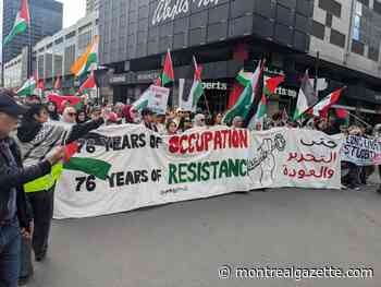 Pro-Palestinian supporters protest in front of Israeli consulate in Montreal