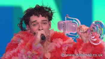 Switzerland's Nemo BREAKS Eurovision trophy just minutes after being crowned the winner