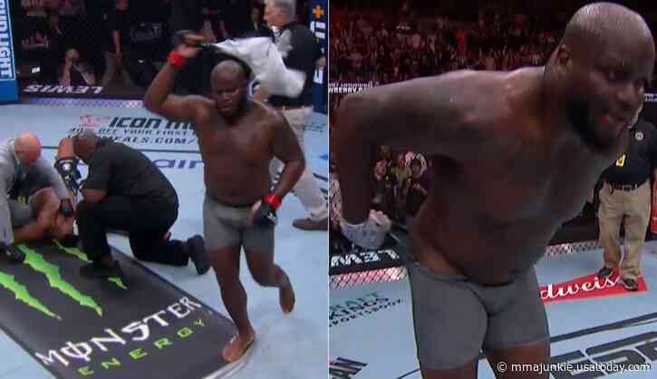 Social media reacts to Derrick Lewis' KO of Rodrigo Nascimento, wild celebration at UFC on ESPN 56