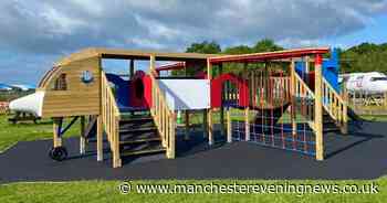 The Manchester Airport play park perfect for a picnic where kids can watch planes take off
