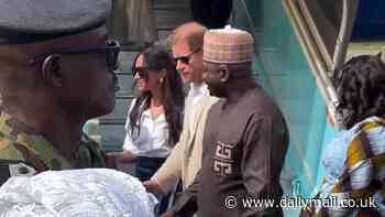Harry and Meghan touch down in Lagos: Duke and Duchess land in Nigerian city after spending two days in Abuja on their 'quasi-royal' tour
