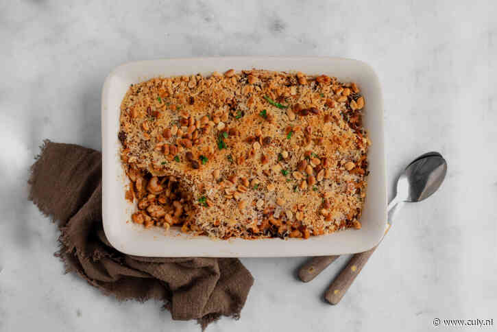 Culy Homemade: macaroni-ovenschotel met gehakt, pinda’s en pomodori-pindakaassaus
