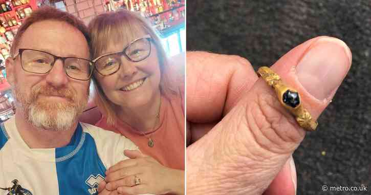 Metal detectorist says wife is his lucky charm after £7,000 medieval ring find