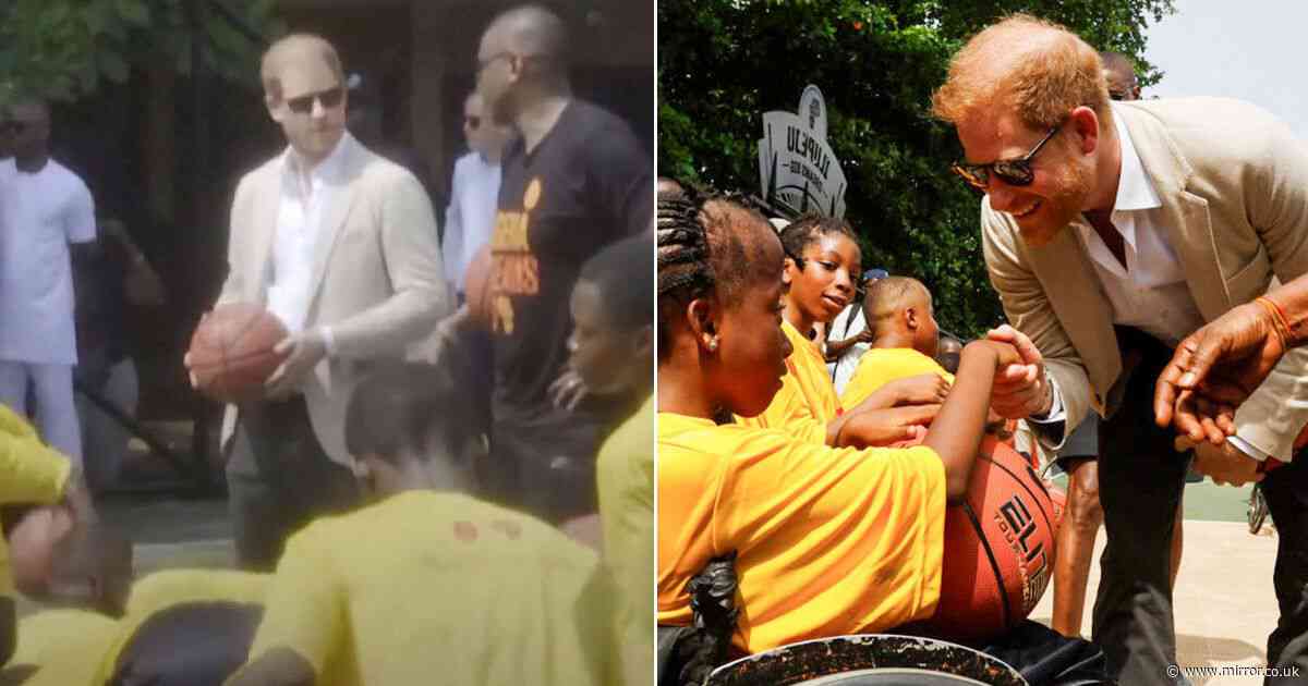 Prince Harry shows off basketball skills on last day of Nigeria trip with Meghan Markle