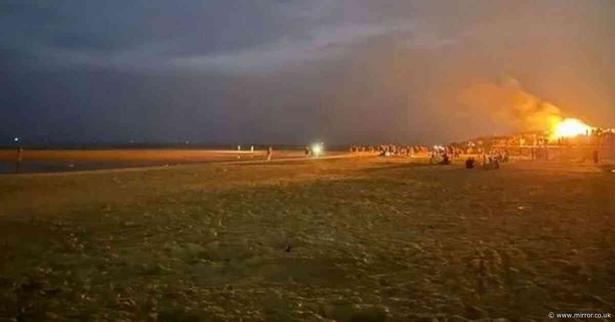 Huge fire started at idyllic UK beach as families tried to spot Northern Lights