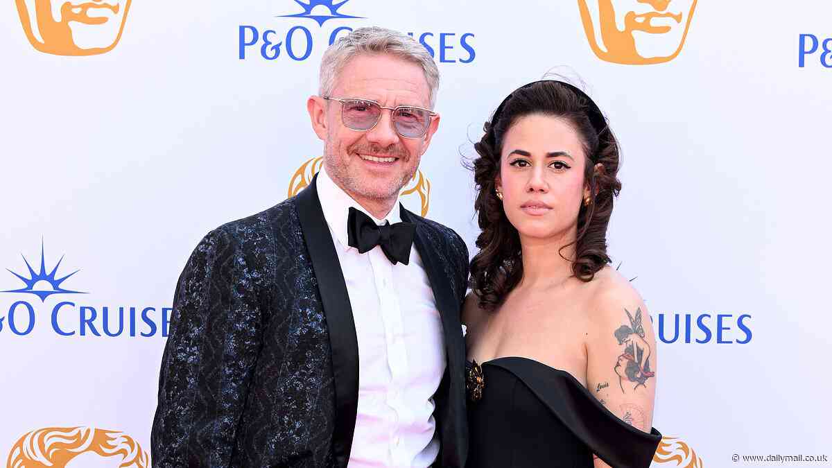 Martin Freeman, 51, makes a rare red carpet appearance with girlfriend Rachel Mariam, 30, as they attend the BAFTA Television Awards 2024