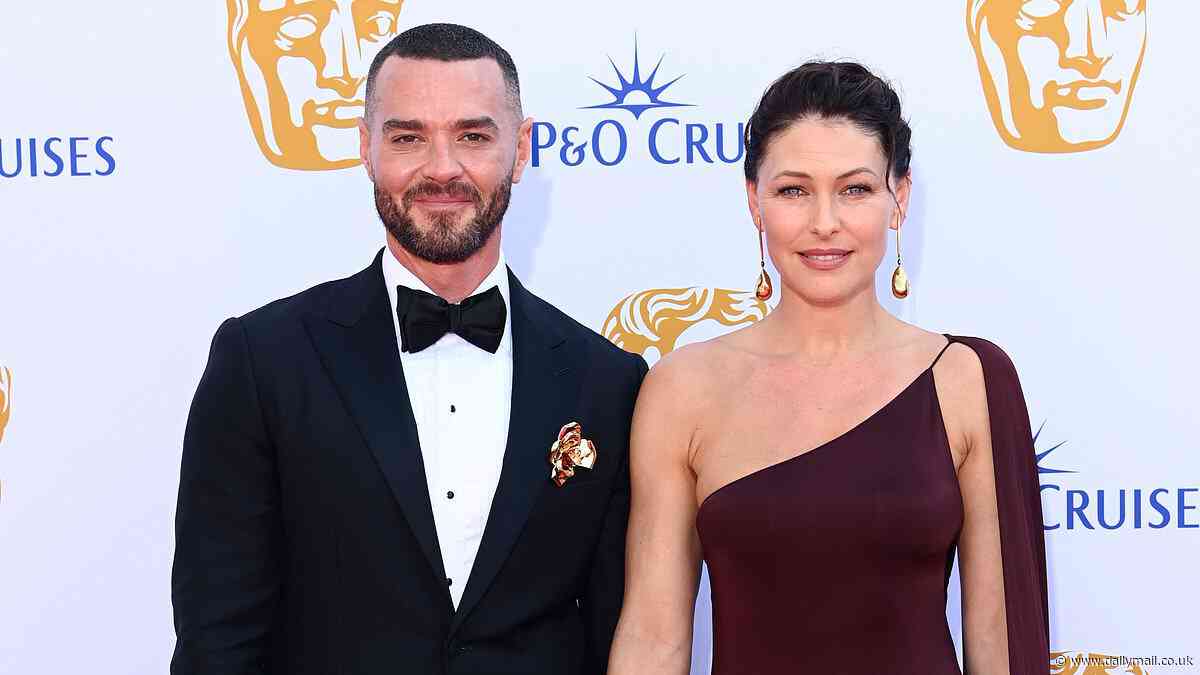 Emma Willis stuns in an elegant crimson gown as joins handsome husband Matt on the red carpet at the BAFTA Television Awards 2024