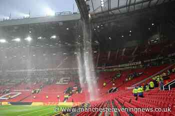 Shocking footage shows storm water gushing through the roof of ailing Old Trafford