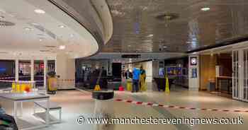 Video shows water gushing through ceiling of Manchester Airport terminal during thunderstorm