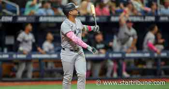 Trevino hits 2 of Yankees' 5 homers, New York beats Rays 10-6 after nearly blowing 6-run lead