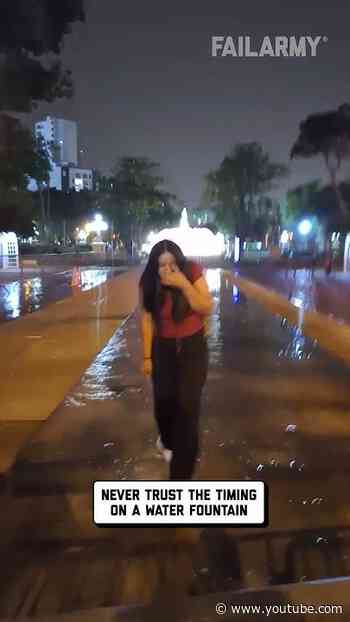 Woman Gets Soaked by Water Fountain