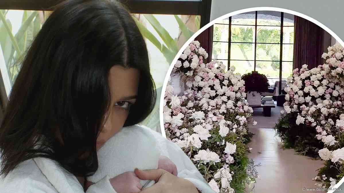 Inside Kourtney Kardashian's first Mother's Day with baby Rocky: Wall-to-wall roses and tributes from husband Travis Barker and stepdaughters