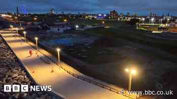 Drone flight captures new promenade lights