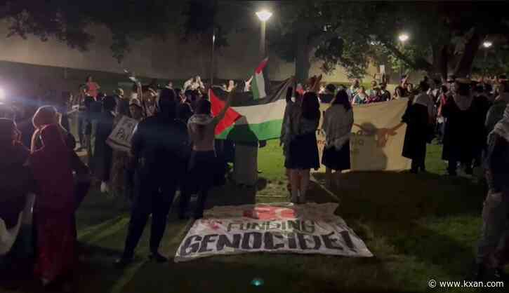 Dozens gather on UT campus after graduation for pro-Palestinian rally
