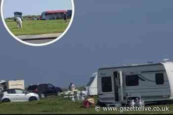 Travellers set up camp in Redcar with almost 30 caravans, horses and loose dogs