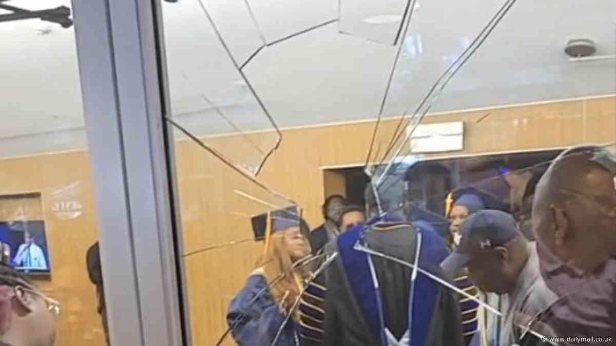 Howard University cancels graduation mid-ceremony after furious family members bang on doors and smash windows