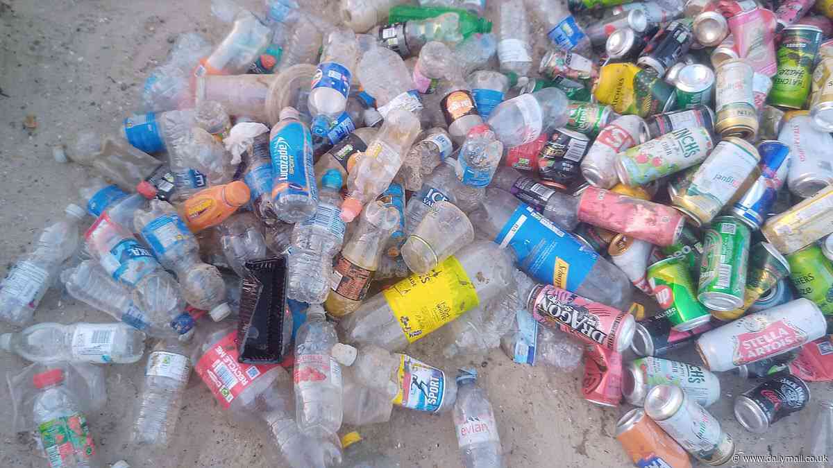 NO excuse for this mess! Fury as cans, glass, plastic bottles unwanted beach toys and used nappies are littered on popular beach after hottest weekend of the year so far
