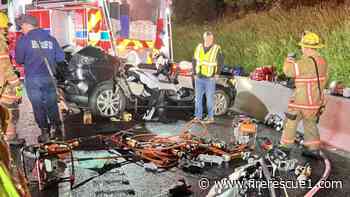 8 Md. firefighters injured when car strikes apparatus during interstate EMS call