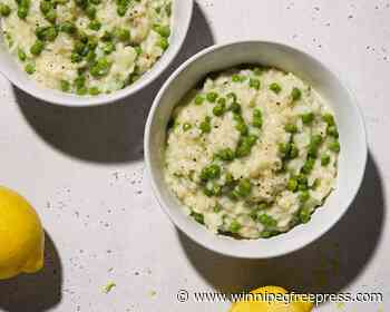 Frozen peas and lemon add complexity to this weeknight-friendly risotto