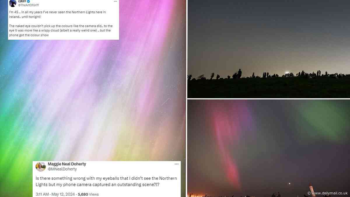 Northern Lights? What Northern Lights? Brits moan they couldn't see dazzling aurora despite 'once in a lifetime opportunity' (although their phones managed to catch spectacle in vivid colours!)