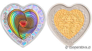 China emite monedas con forma de corazón para celebrar el amor