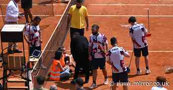 Italian Open matches suspended as protestors cause havoc on court and glue themselves in stands